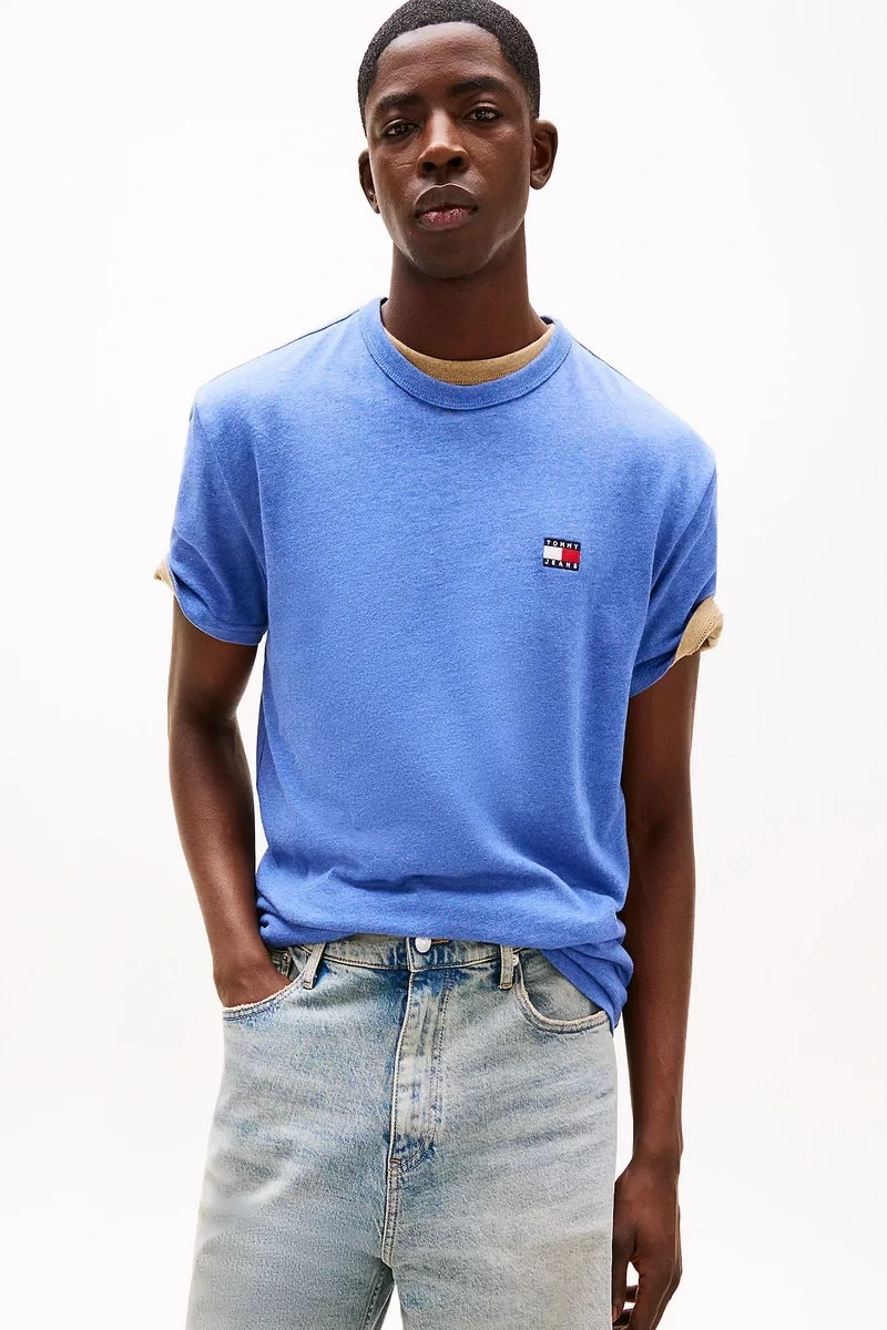 Tommy Jeans Erkek Mavi  Badge T-Shirt