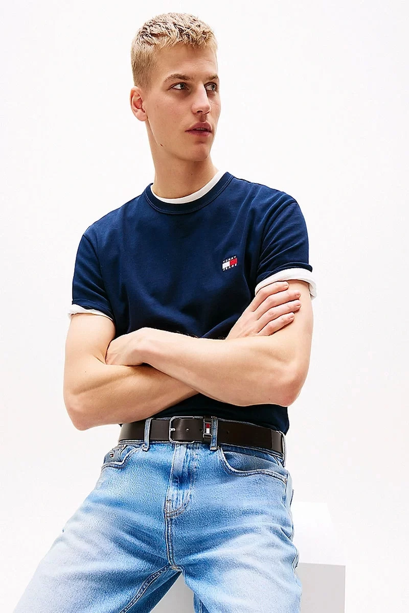 Tommy Jeans Erkek Lacivert Logolu T-Shirt