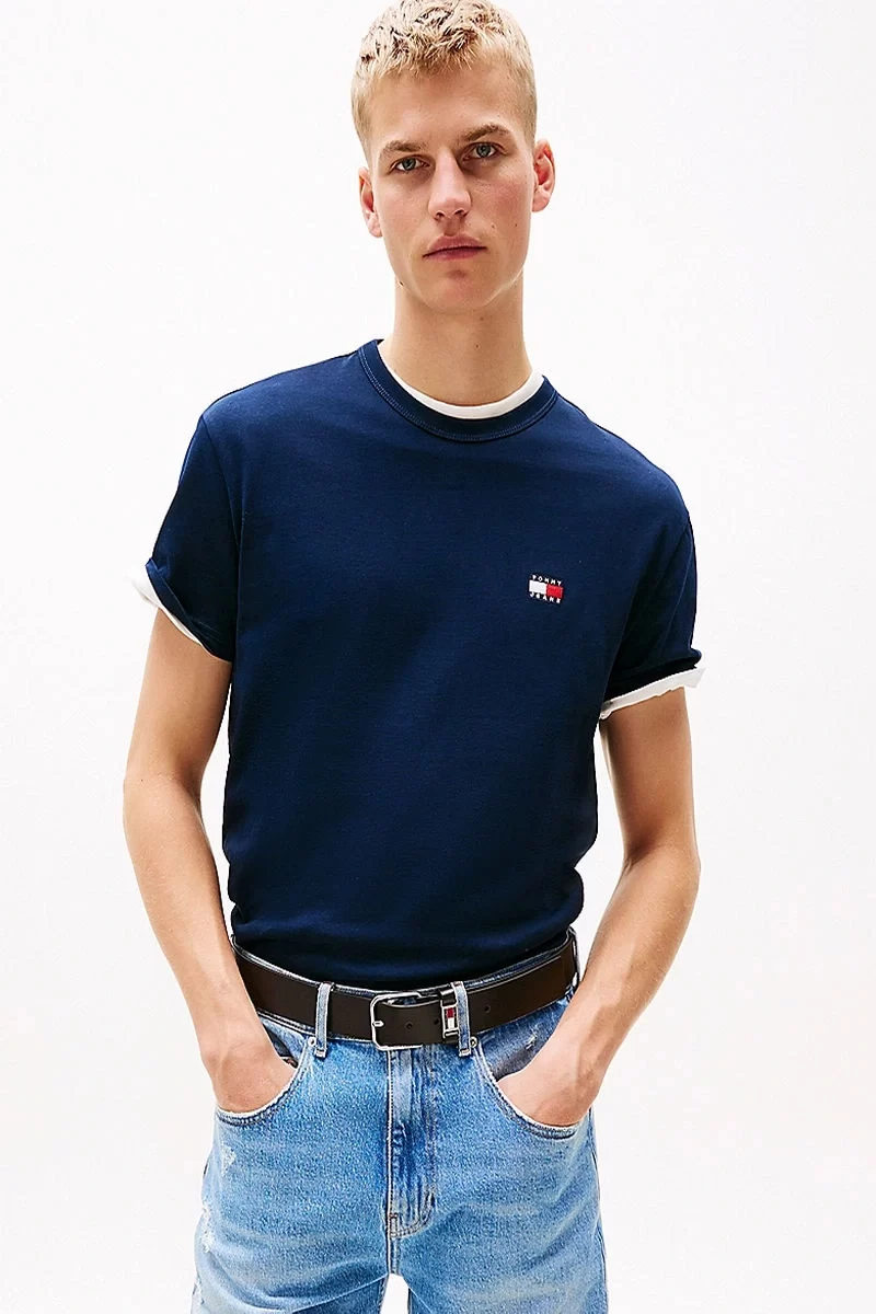 Tommy Jeans Erkek Lacivert Logolu T-Shirt