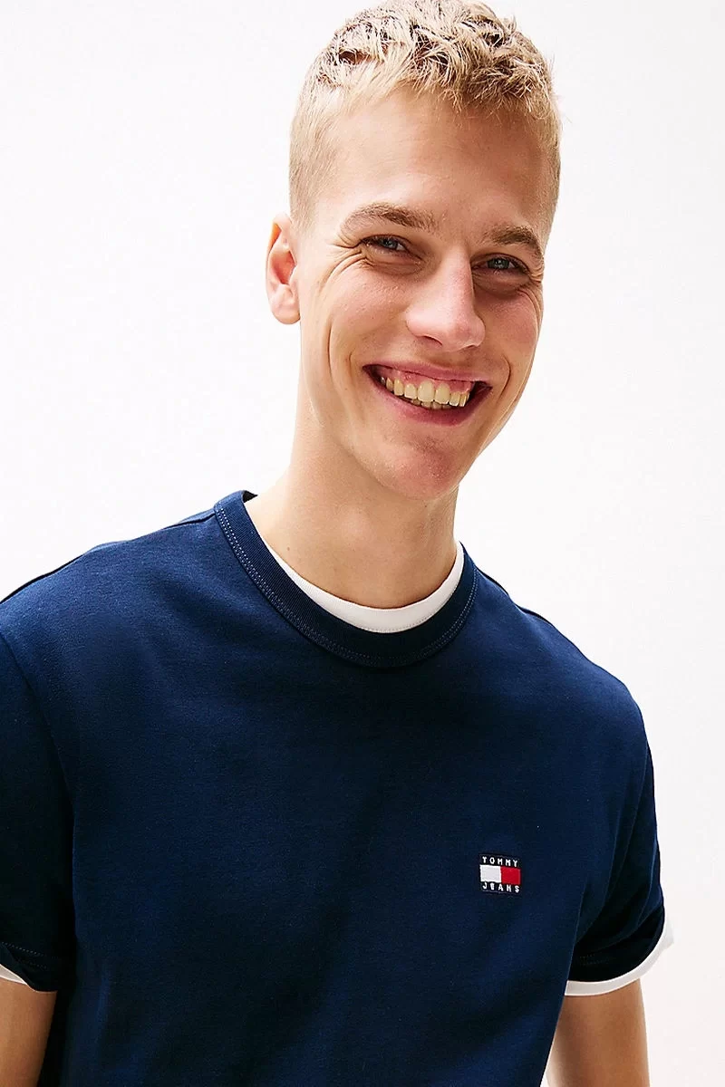 Tommy Jeans Erkek Lacivert Logolu T-Shirt