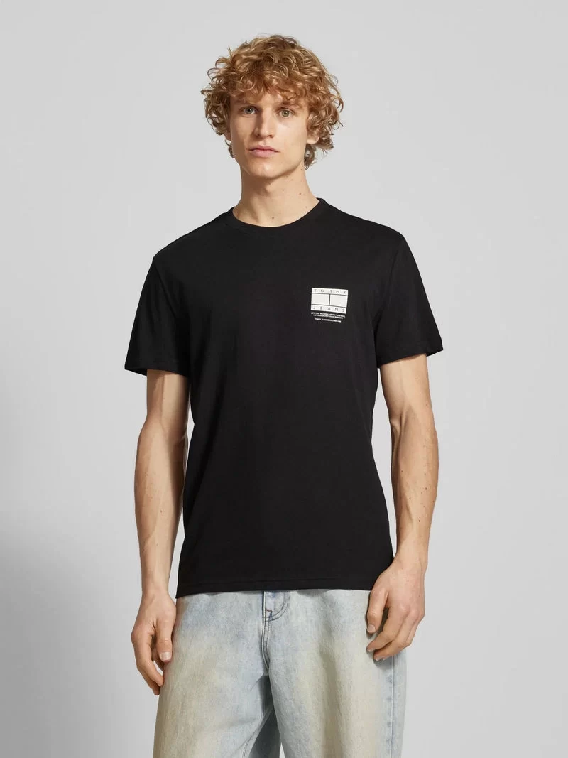 Tommy Hilfiger Erkek  Siyah Logolu T-Shirt