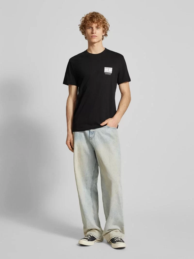 Tommy Hilfiger Erkek  Siyah Logolu T-Shirt