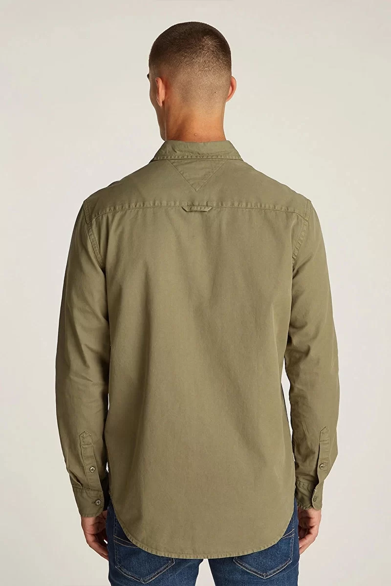 Tommy Jeans Erkek Regular Fit Yeşil Düz  Gömlek