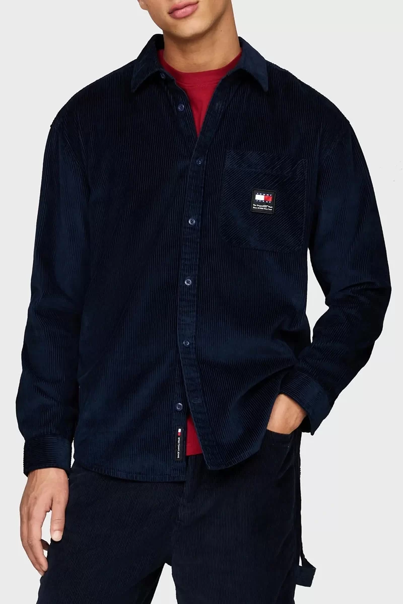 Tommy Jeans Erkek Kadife Rahat Gömlek