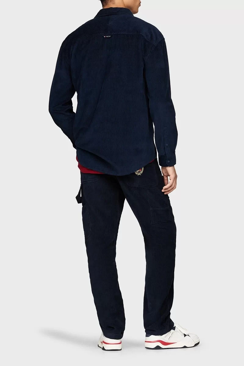 Tommy Jeans Erkek Kadife Rahat Gömlek
