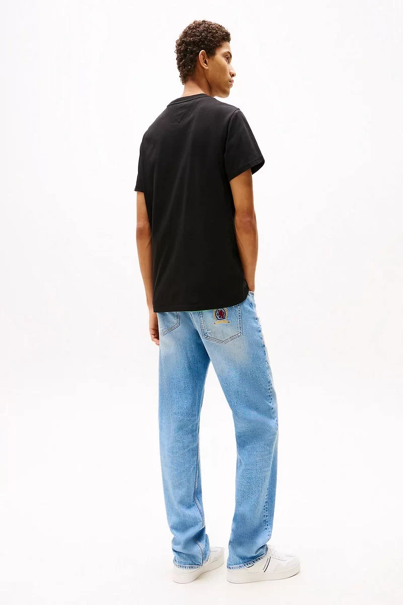 Tommy Jeans Erkek   Logolu Siyah  Slim T-Shirt