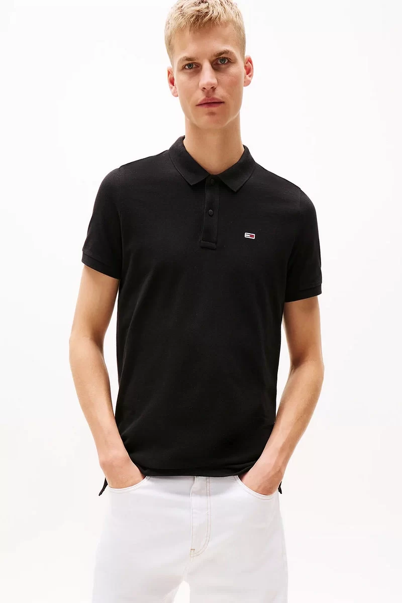 Tommy Hilfiger Erkek  Siyah Slim Fit  Polo T-Shirt