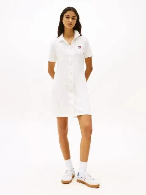 Tommy Hilfiger Kadın  Beyaz Pique Polo Elbise