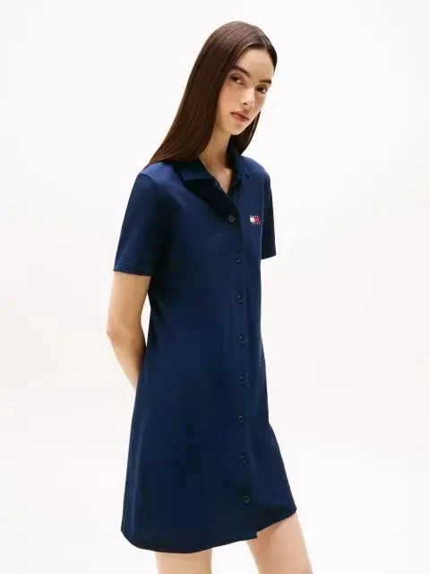 Tommy Hilfiger Kadın  Lacivert Pique Polo Elbise