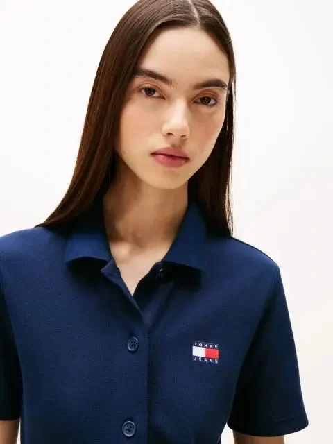 Tommy Hilfiger Kadın  Lacivert Pique Polo Elbise