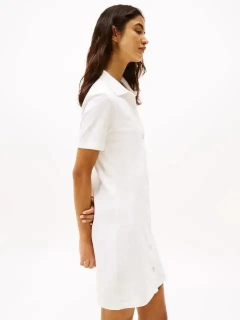 Tommy Hilfiger Kadın  Beyaz Pique Polo Elbise