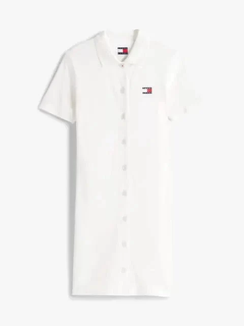 Tommy Hilfiger Kadın  Beyaz Pique Polo Elbise