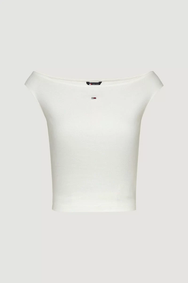 Tommy  Jeans  Kadın  Beyaz  Tekne Yaka T-shirt