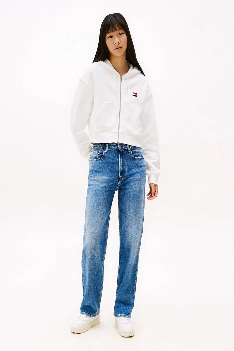Tommy  Jeans  Kadın Fermuarlı Kapüşonlu Beyaz  Ceket