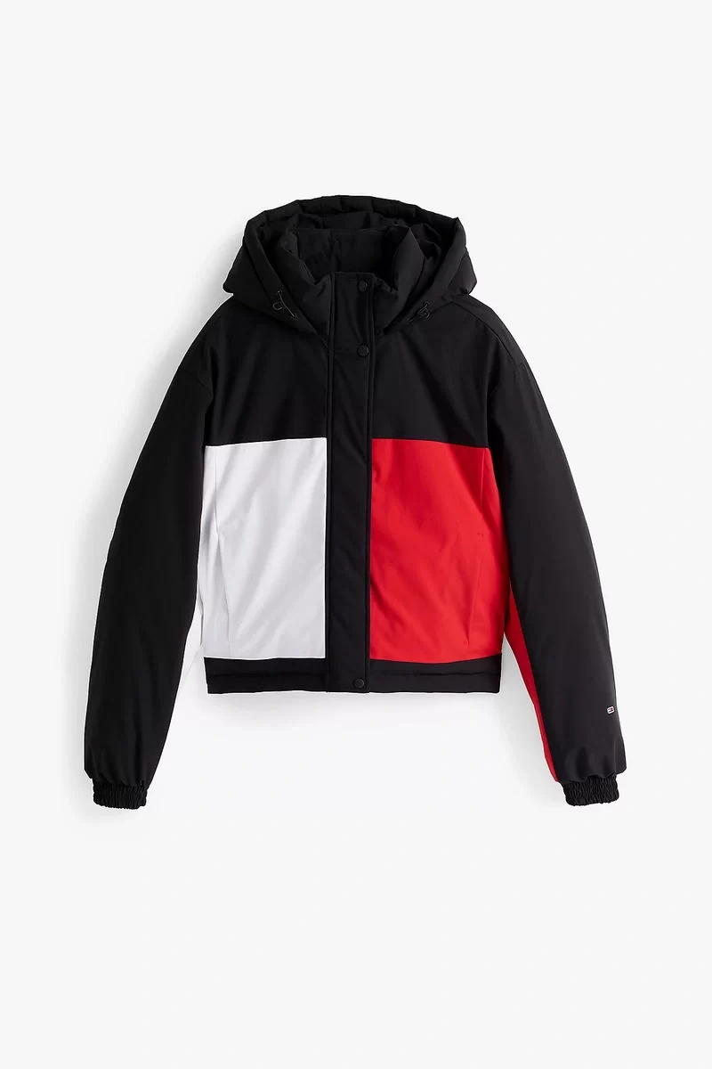 Tommy  Hilfiger Kadın Arka Logo Renk Bloklu Şişme Mont