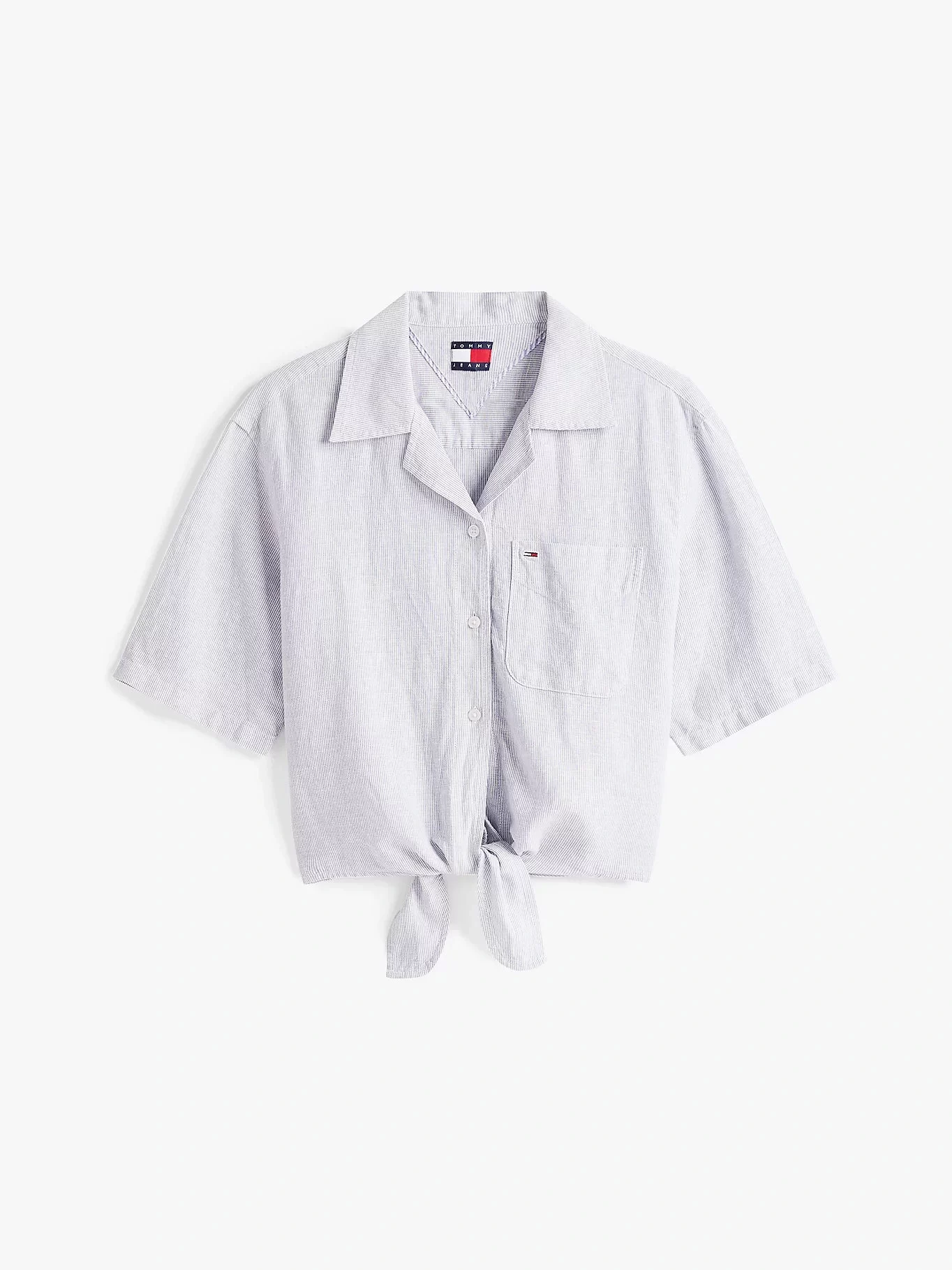 Tommy Jeans Kadın Kısa Kollu Düğüm Detaylı Crop Gömlek