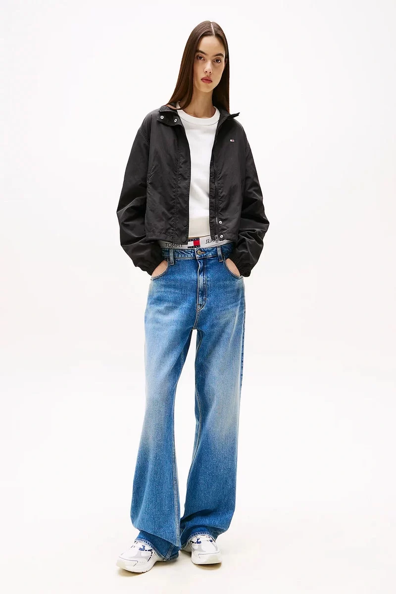 Tommy Hilfiger Logo Yaka Su İtici Siyah Ceket