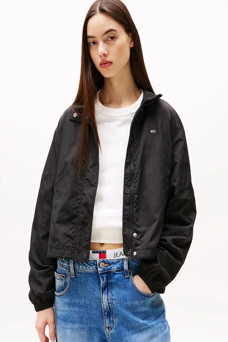 Tommy Hilfiger Logo Yaka Su İtici Siyah Ceket