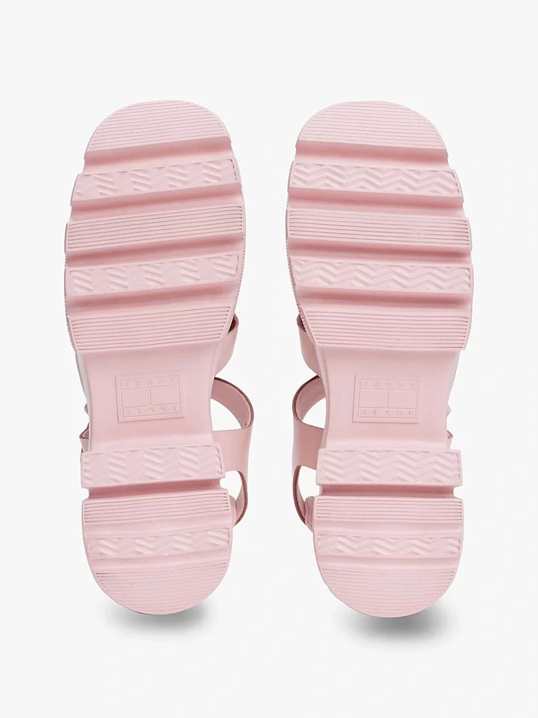 Tommy Hilfiger Kadın Pembe Deri Kalın Taban Balıkçı Sandalet