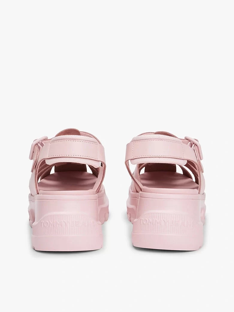 Tommy Hilfiger Kadın Pembe Deri Kalın Taban Balıkçı Sandalet