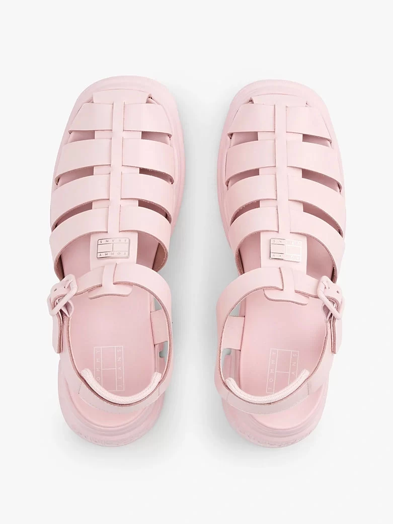 Tommy Hilfiger Kadın Pembe Deri Kalın Taban Balıkçı Sandalet