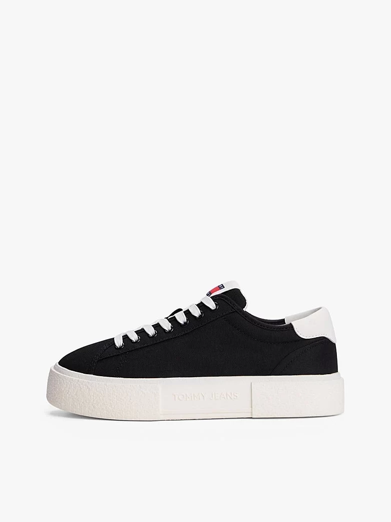 Tommy Hilfiger Kadın Siyah Kanvas Platform Sneaker