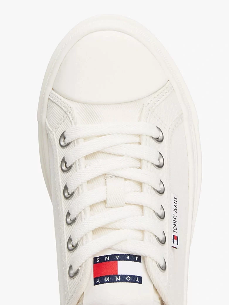 Tommy Hilfiger Kadın Bej Platform Tabanlı Kanvas Sneaker