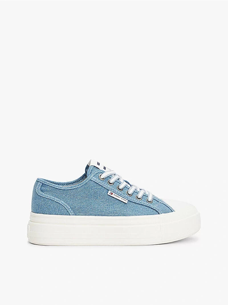 Tommy Hilfiger Kadın Mavi Platform Tabanlı Kanvas Sneaker