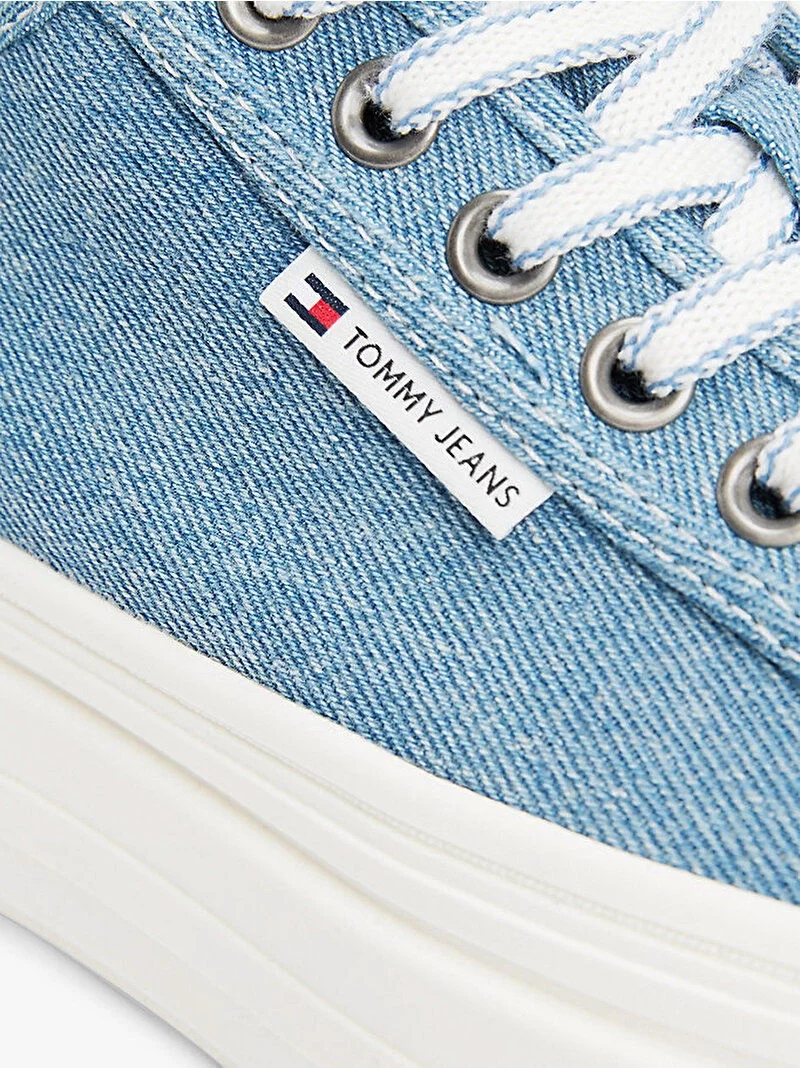 Tommy Hilfiger Kadın Mavi Platform Tabanlı Kanvas Sneaker