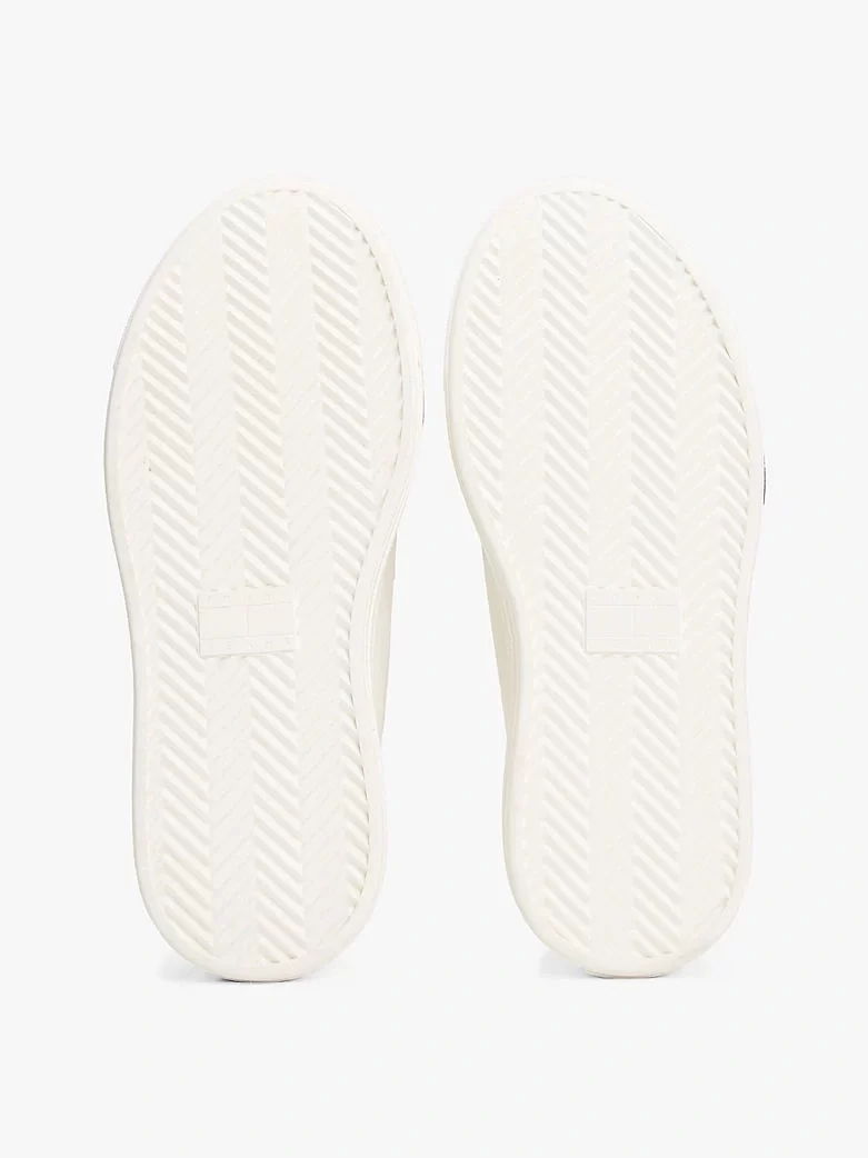 Tommy Hilfiger Kadın Bej Platform Tabanlı Kanvas Sneaker