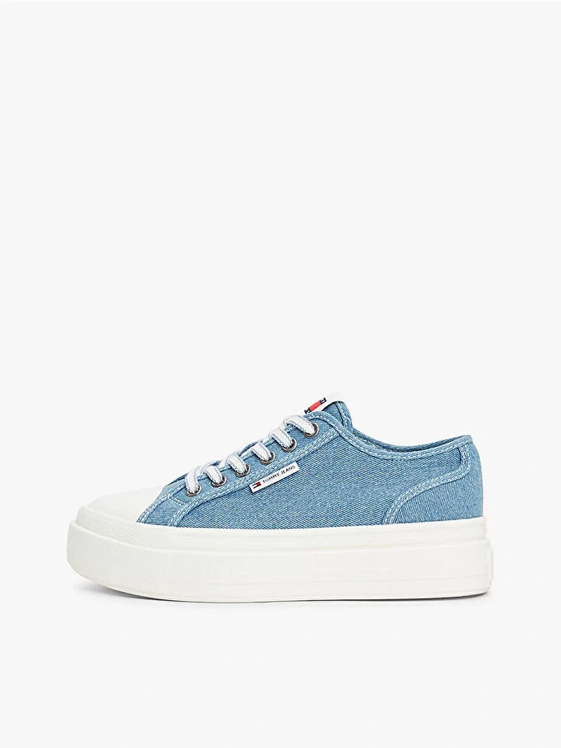 Tommy Hilfiger Kadın Mavi Platform Tabanlı Kanvas Sneaker