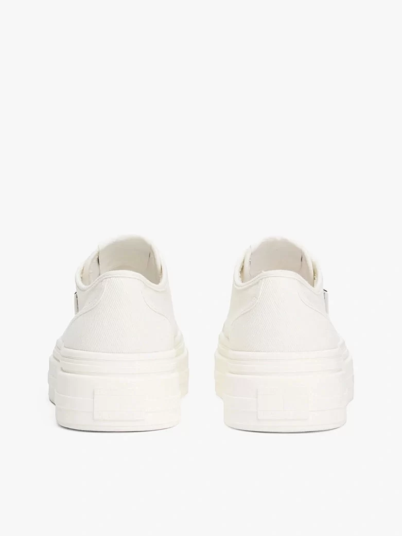 Tommy Hilfiger Kadın Bej Platform Tabanlı Kanvas Sneaker