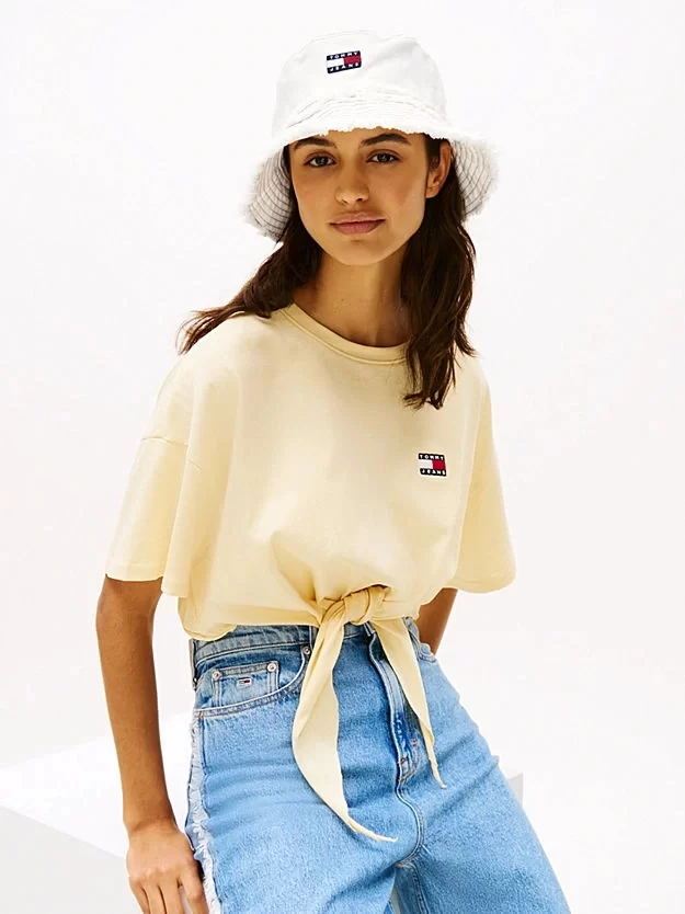 Tommy Hilfiger Kadın  Beyaz Miras Yıpranmış Kot Kova Şapka
