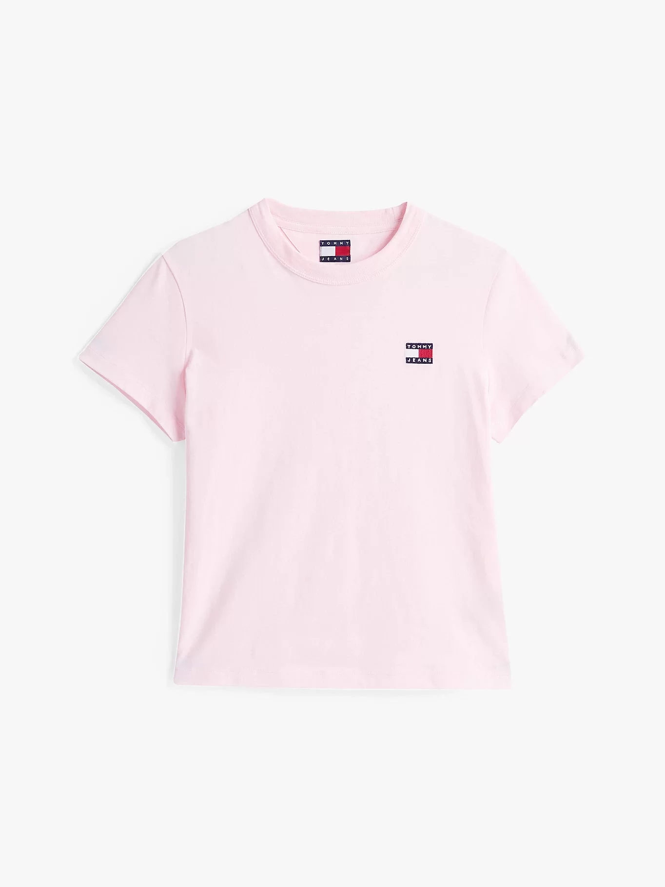Tommy Jeans Kadın  Pembe Badge Crew Yaka Tişört