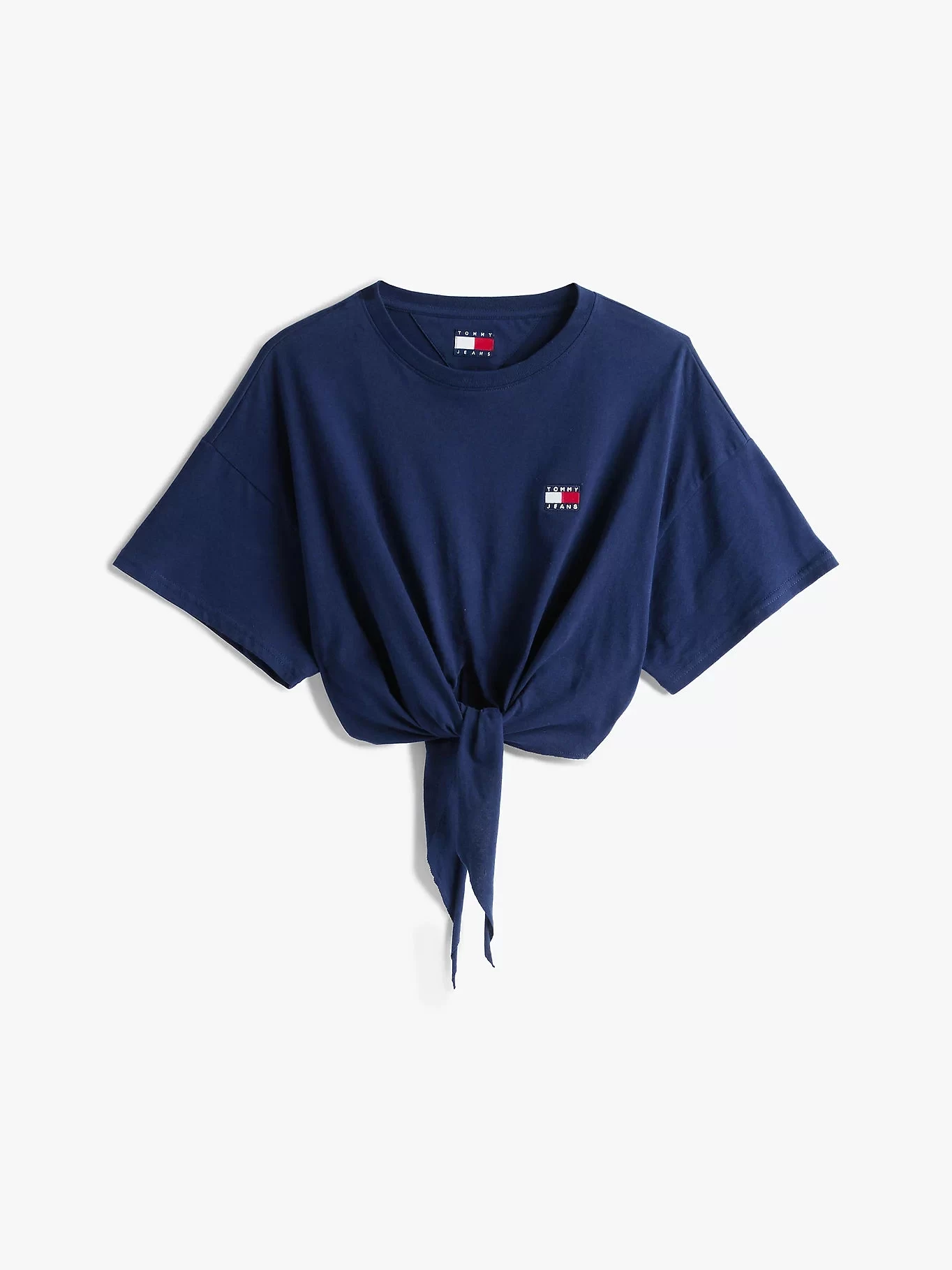 Tommy Jeans Kadın Lacivert Düğüm Detaylı Logolu Tişört