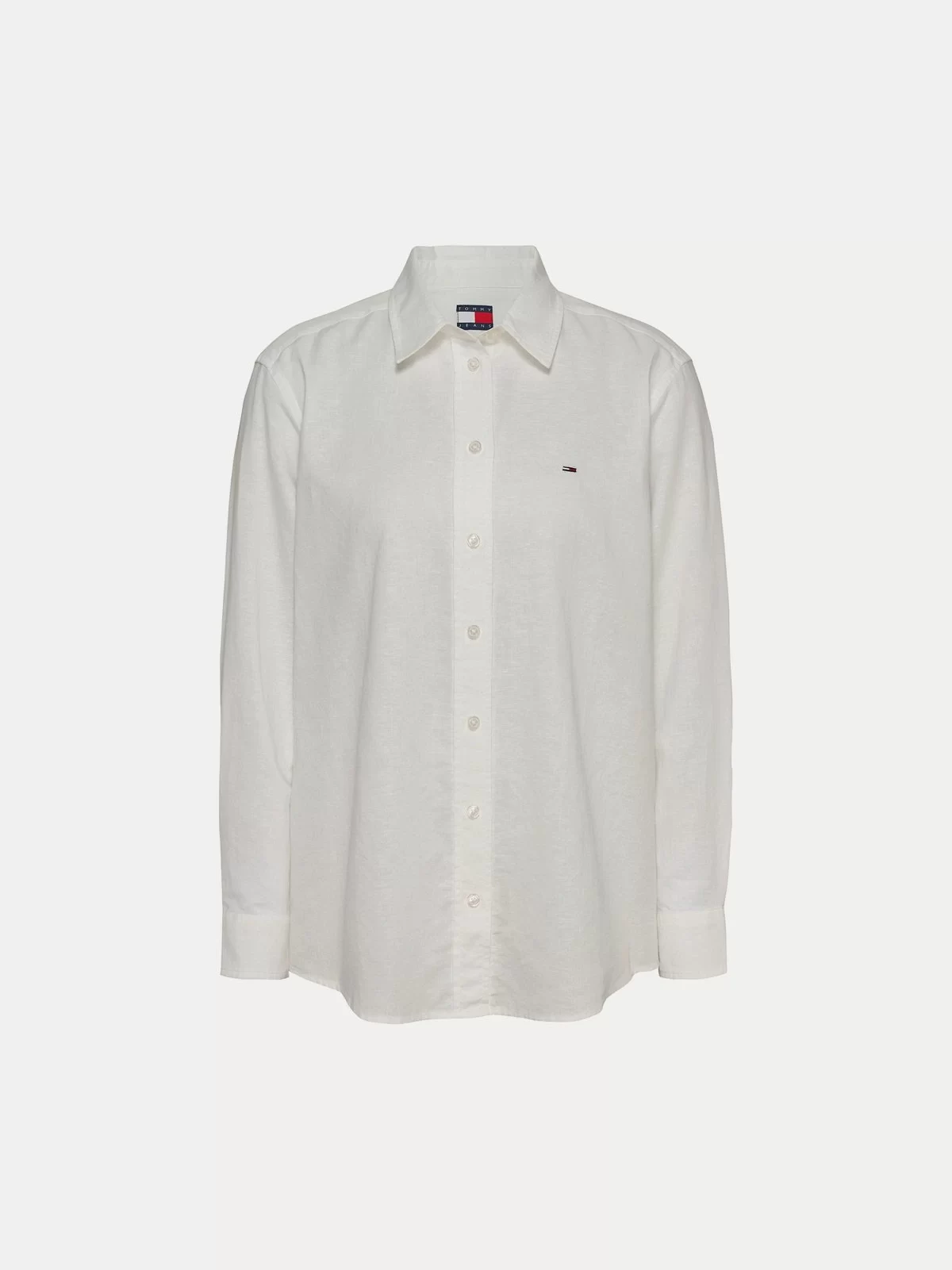 Tommy Jeans Kadın Açık Mavi Relaxed Keten Gömlek