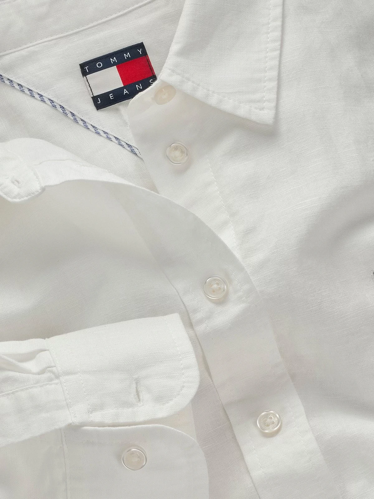 Tommy Jeans Kadın Açık Mavi Relaxed Keten Gömlek