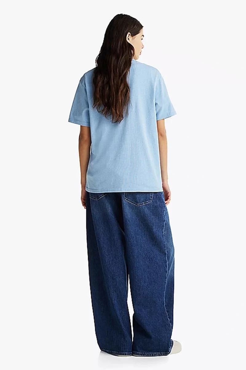 Tommy Hilfiger Kadın Mavi Logolu Rahat Kesim T-Shirt