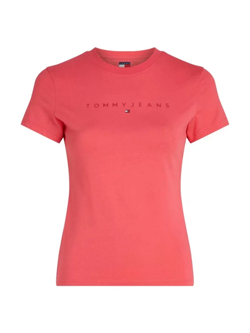 Tommy Jeans Kadın Logolu Kırmızı Slim Fit T-Shirt