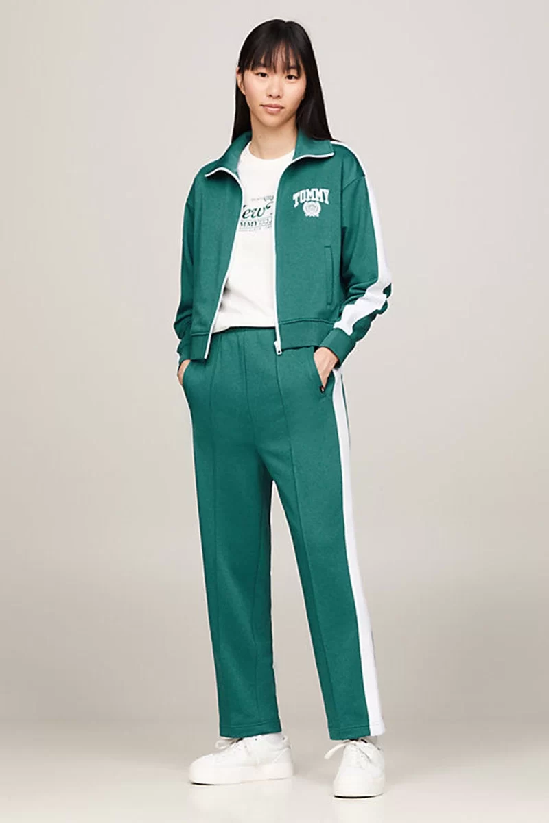 Tommy Hilfiger Kadın Varsity Geniş Kesim Yeşil Pantolon