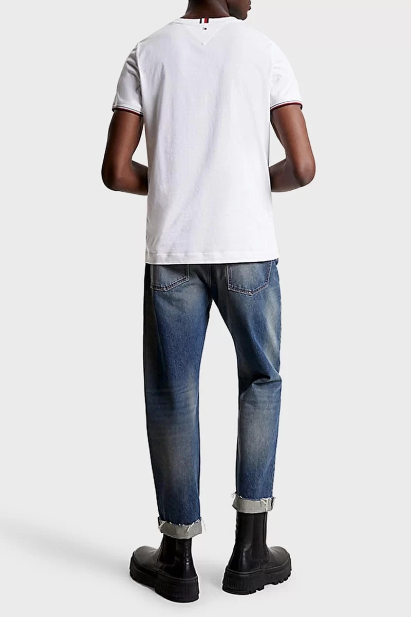 Tommy Hilfiger Bisiklet Yaka Beyaz Erkek T-Shirt