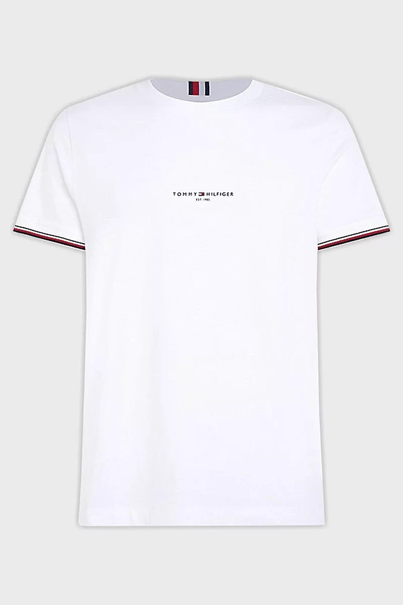 Tommy Hilfiger Bisiklet Yaka Beyaz Erkek T-Shirt