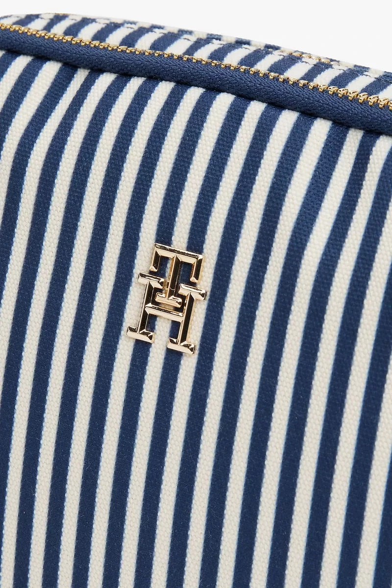 Tommy Hilfiger Kadın Çizgili Çapraz Askılı Mavi Kamera Çanta