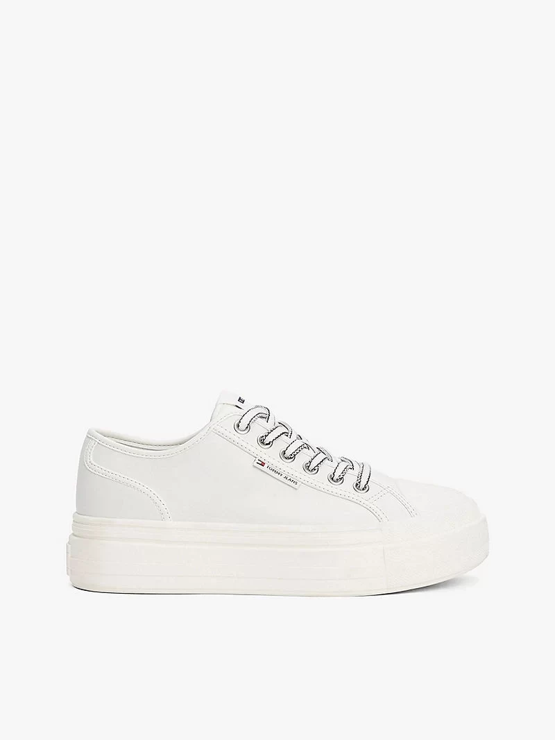 Tommy Hilfiger Deri Kontrast Dikişli Platform Spor Sneaker