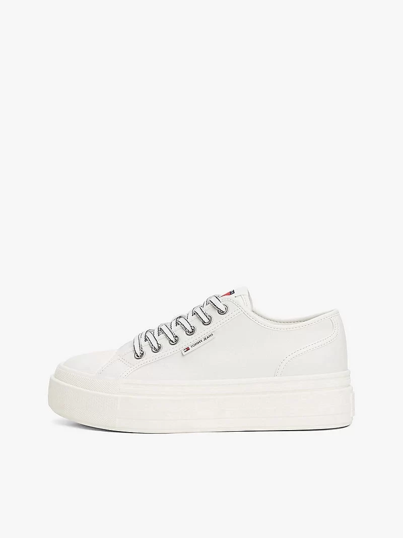 Tommy Hilfiger Deri Kontrast Dikişli Platform Spor Sneaker