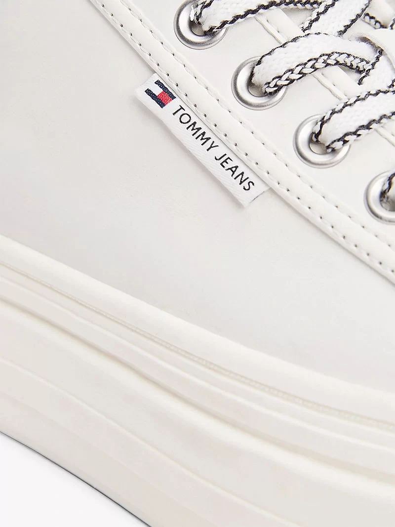 Tommy Hilfiger Deri Kontrast Dikişli Platform Spor Sneaker