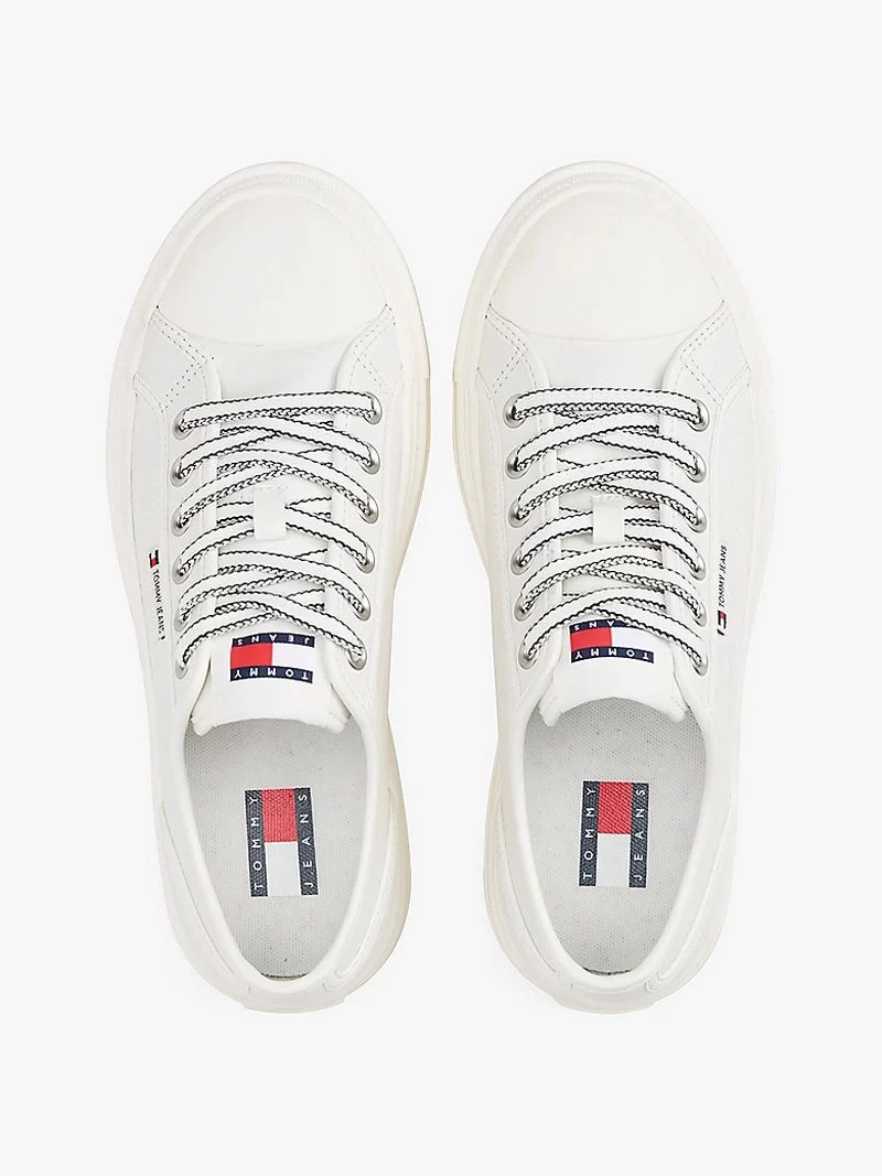 Tommy Hilfiger Deri Kontrast Dikişli Platform Spor Sneaker