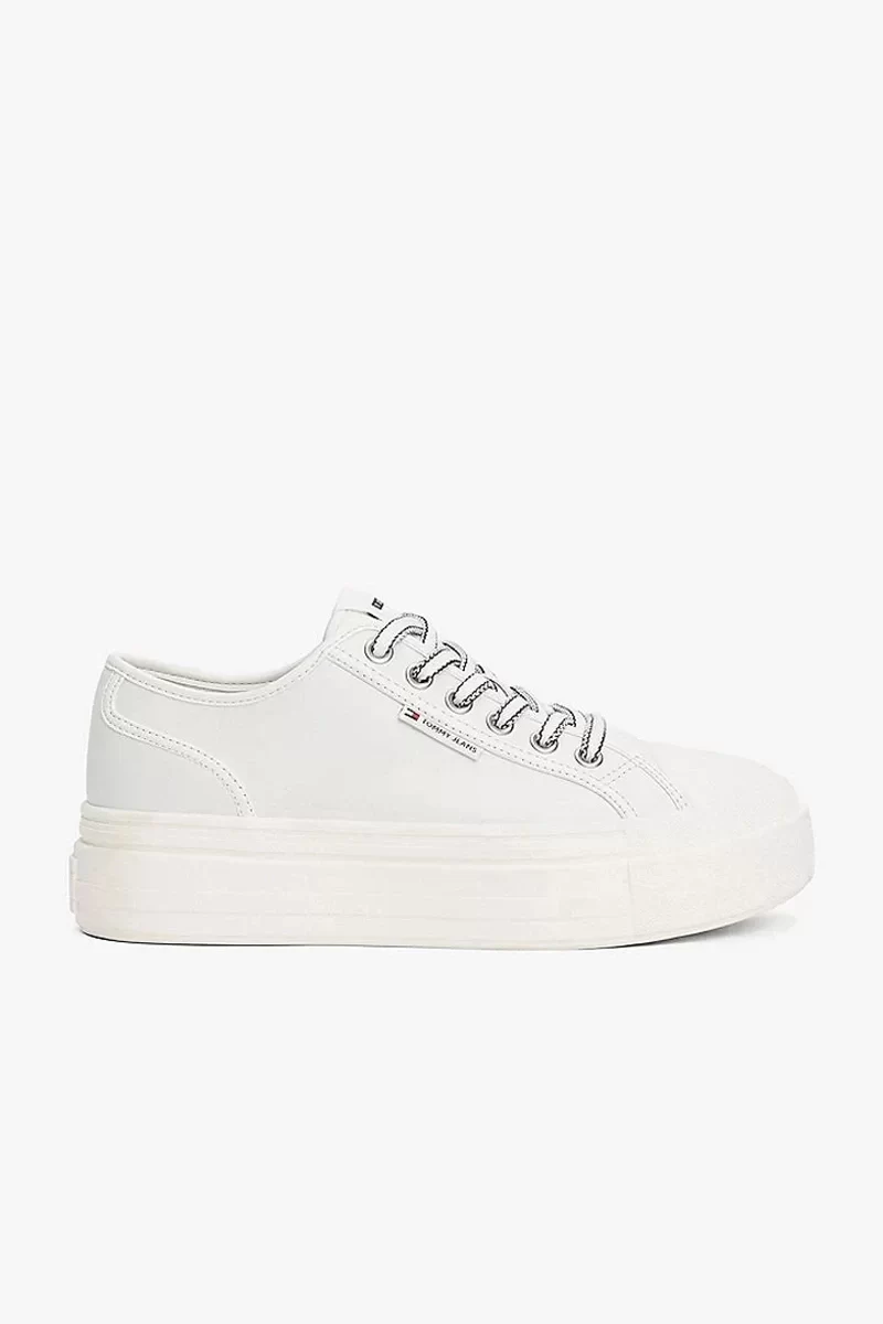 Tommy Hilfiger Deri Kontrast Dikişli Platform Spor Sneaker