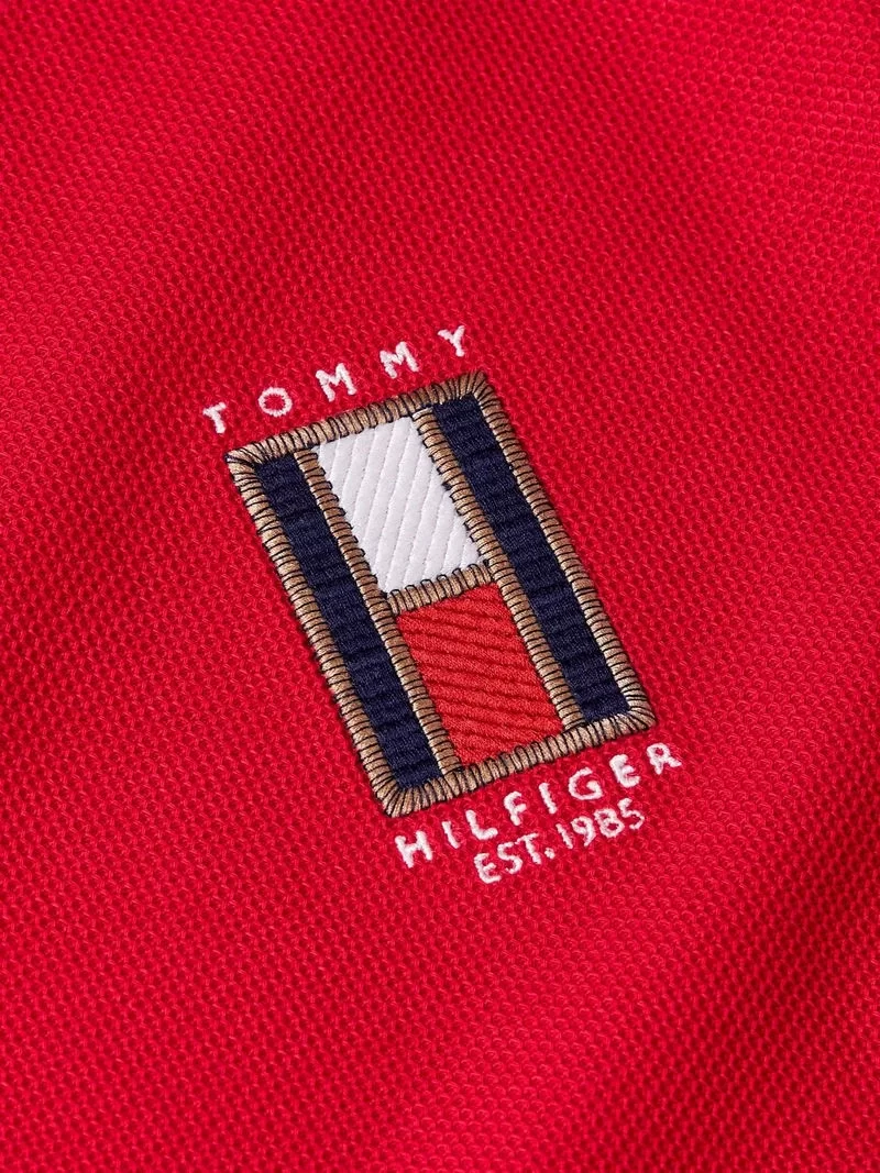 Tommy Hilfiger Erkek   Dikey Bayrak Polo   Kırmızı T-Shirt