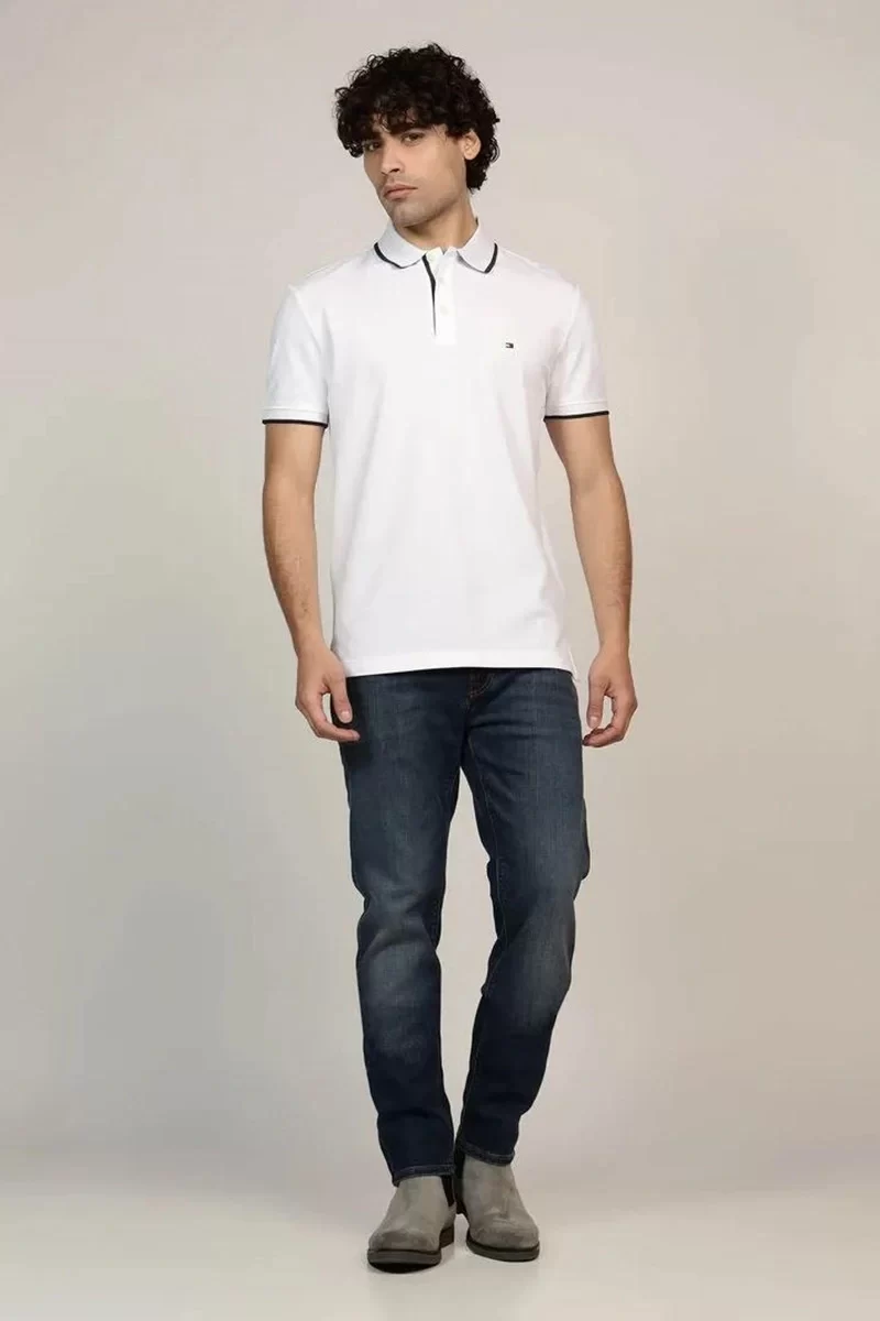 Tommy Hilfiger Erkek Beyaz Polo Yaka T-Shirt